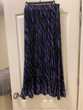 Burnt Toast Black and Purple Zebra-Print Pleated Maxi Skirt